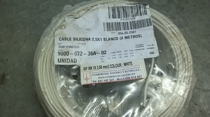 Imagen Cable unipolar Silicona 2,5 mm. 300 ºC. Venta unidad por 